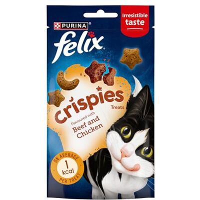 Felix Crispies Lot de 8 friandises pour chat au bœuf et au poulet 45 g Felix Crispies Lot de 8 friandises pour chat au bœuf et au poulet 45 g