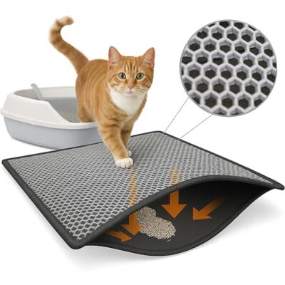 Blue Eyes Tapis de litière pour chat 60 x 75 cm Design nid d'abeille Imperméable Double couche Design nid d'abeille (gris-6075) Blue Eyes Tapis de litière pour chat 60 x 75 cm Design nid d'abeille Imperméable Double couche Design nid d'abeille (gris-6075)