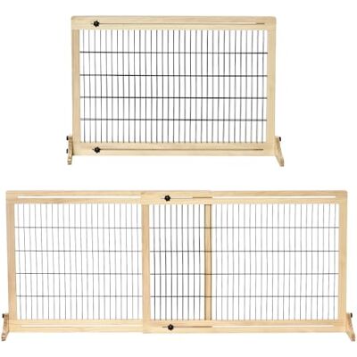Pawhut Barrière de sécurité pour chien en bois extensible Grille de sécurité autoportante Barrière de protection pour escalier Naturel 104-183 x 36 x 69 cm Pawhut Barrière de sécurité pour chien en bois extensible Grille de sécurité autoportante Barrière de protection pour escalier Naturel 104-183 x 36 x 69 cm