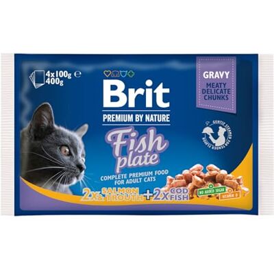 Brit Nourriture humide de qualité supérieure pour chat 4 saveurs Poisson en sauce 4 x 100 g Brit Nourriture humide de qualité supérieure pour chat 4 saveurs Poisson en sauce 4 x 100 g