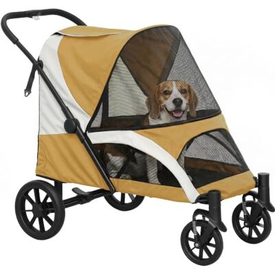 Pawhut Poussette pliable pour chiens et chats moyens 25 kg marron Poussette chien et chat : coussin, fenêtres en maille, portes, sac de rangement. Pawhut Poussette pliable pour chiens et chats moyens 25 kg marron Poussette chien et chat : coussin, fenêtres en maille, portes, sac de rangement.