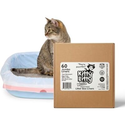 EZ Lot de 60 doublures de litière pour chat avec cordon de serrage EZ Lot de 60 doublures de litière pour chat avec cordon de serrage