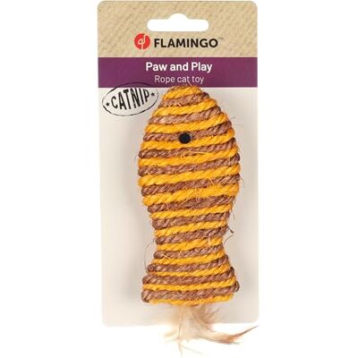 FLAMINGO Jouet pour Chat Justo Poisson Brun & Jaune 14x5,5x2cm avec cataire et Plumes FLAMINGO Jouet pour Chat Justo Poisson Brun & Jaune 14x5,5x2cm avec cataire et Plumes