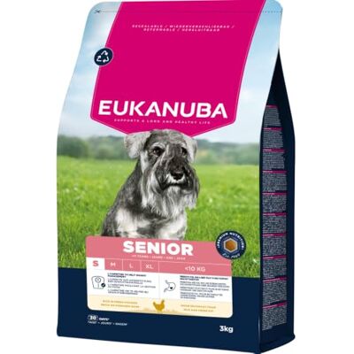 Eukanuba Life Care Croquettes Chien Senior Petite Race 11 Ans et Plus, Riche en Poulet Frais, Glucosamine, chondroïtine, L-carnitine, prébiotiques, sans colorants, arômes artificiels ni OGM 3 kg Eukanuba Life Care Croquettes Chien Senior Petite Race 11 Ans et Plus, Riche en Poulet Frais, Glucosamine, chondroïtine, L-carnitine, prébiotiques, sans colorants, arômes artificiels ni OGM 3 kg