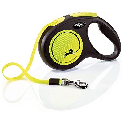 FLEXI Ruban adhésif rétractable pour laisse de chien de 4,8 m, taille M/L, noir/fluo FLEXI Ruban adhésif rétractable pour laisse de chien de 4,8 m, taille M/L, noir/fluo