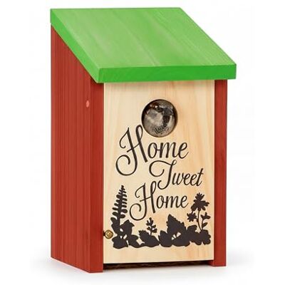 Relaxdays Nichoir à oiseaux HOME SWEET HOME pour petits oiseaux bois porte HxlxP 21,5 x 12 x 15,2 cm à suspendre, vert rouge Relaxdays Nichoir à oiseaux HOME SWEET HOME pour petits oiseaux bois porte HxlxP 21,5 x 12 x 15,2 cm à suspendre, vert rouge