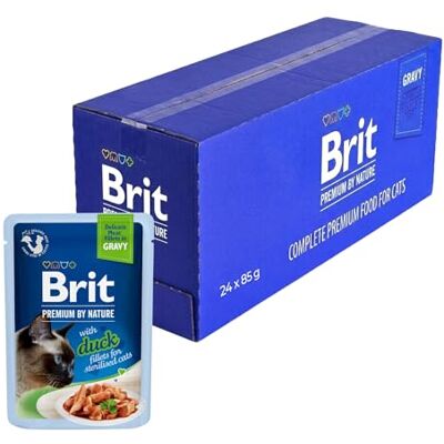 Brit Nourriture humide de qualité supérieure pour chats, filets délicats en sauce avec canard, nourriture pour chat riche en protéines, 24 x 85 g Brit Nourriture humide de qualité supérieure pour chats, filets délicats en sauce avec canard, nourriture pour chat riche en protéines, 24 x 85 g