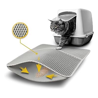 lionto Tapis de litière pour Chat Tapis pour bac à litière étanche double épaisseur, 61x38x1,3 cm Gris lionto Tapis de litière pour Chat Tapis pour bac à litière étanche double épaisseur, 61x38x1,3 cm Gris