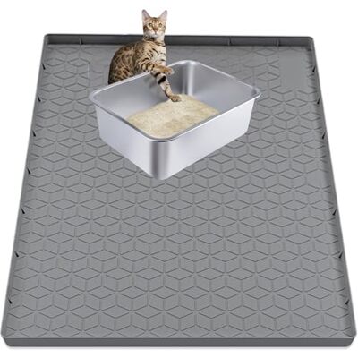PawsVel Grand Tapis de Litière pour Chat, 86x56cm (34" X 22") en Silicone pour Bac à Litière, Tapis Imperméable avec Bord Surélevé, Protège-Sol Anti-Traces pour Litière de Chat pour Sols Durs, Facile à PawsVel Grand Tapis de Litière pour Chat, 86x56cm (34" X 22") en Silicone pour Bac à Litière, Tapis Imperméable avec Bord Surélevé, Protège-Sol Anti-Traces pour Litière de Chat pour Sols Durs, Facile à