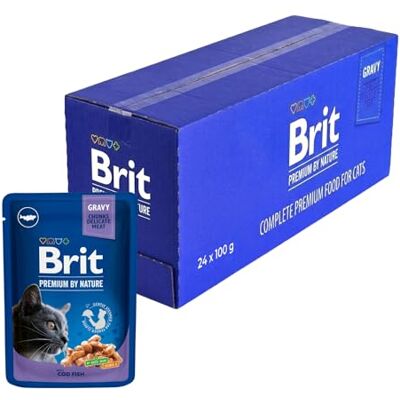 Brit Cat Pouches with Cod Fish Lot de 24 boîtes de 100 g Brit Cat Pouches with Cod Fish Lot de 24 boîtes de 100 g