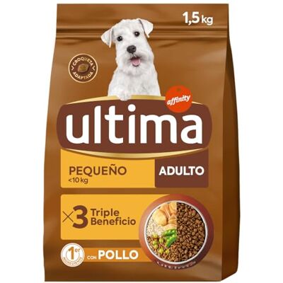 Ultima Dernière nourriture pour chiens Mini adultes avec poulet et riz 1,5 KG Ultima Dernière nourriture pour chiens Mini adultes avec poulet et riz 1,5 KG