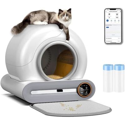 ogngint Litière auto-nettoyante pour chat Avec protection de sécurité Automatic Cat Litter Box Pour foyers multiples Taille XXL Isolation des odeurs et contrôle par application avec tapis ogngint Litière auto-nettoyante pour chat Avec protection de sécurité Automatic Cat Litter Box Pour foyers multiples Taille XXL Isolation des odeurs et contrôle par application avec tapis