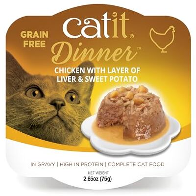 Catit Dîner à la viande de poulet, aliment complet, sans céréales, riche en protéines, avec foie de poulet et patates douces, 1 pièce, 80 g Catit Dîner à la viande de poulet, aliment complet, sans céréales, riche en protéines, avec foie de poulet et patates douces, 1 pièce, 80 g