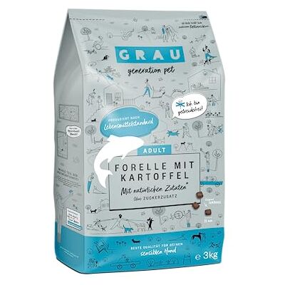 Grau L'original Nourriture sèche pour chiens Truite avec pommes de terre (1 x 3 kg), sans céréales, pour chiens adultes sensibles Grau L'original Nourriture sèche pour chiens Truite avec pommes de terre (1 x 3 kg), sans céréales, pour chiens adultes sensibles