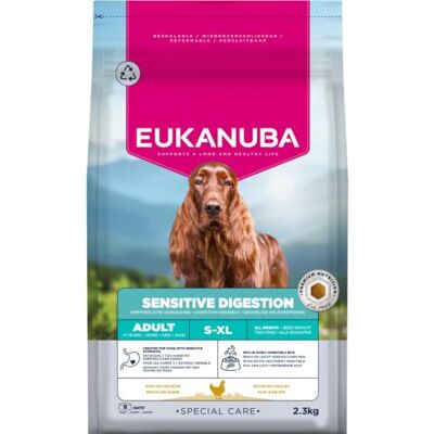 Eukanuba Sensitive Digestion Nourriture pour chien au poulet et riz facile à digérer – Nourriture sèche Special Care adaptée à l'estomac pour chiens adultes à digestion sensible, 2,3 kg Eukanuba Sensitive Digestion Nourriture pour chien au poulet et riz facile à digérer – Nourriture sèche Special Care adaptée à l'estomac pour chiens adultes à digestion sensible, 2,3 kg