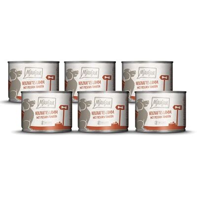 MjAMjAM Nourriture humide de qualité supérieure pour chiens – Agneau copieux sur riz bouilli avec tomates fraîches, lot de 6 (6 x 200 g), naturel avec beaucoup de viande MjAMjAM Nourriture humide de qualité supérieure pour chiens – Agneau copieux sur riz bouilli avec tomates fraîches, lot de 6 (6 x 200 g), naturel avec beaucoup de viande