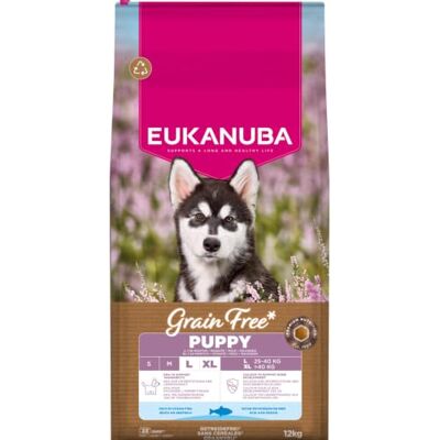 Eukanuba Nourriture pour chiots sans céréales avec poisson pour grandes races Nourriture sèche de qualité supérieure sans céréales pour chiens juniors 12 kg Eukanuba Nourriture pour chiots sans céréales avec poisson pour grandes races Nourriture sèche de qualité supérieure sans céréales pour chiens juniors 12 kg