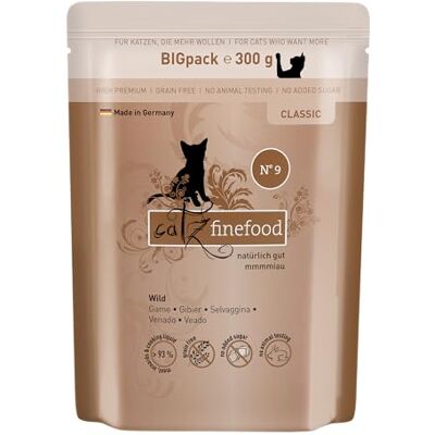 Catz finefood Classic N° 9 Wild Nourriture humide pour chat Nourriture humide de qualité supérieure Sans céréales ni sucre Haute teneur en viande 6 sachets de 300 g Catz finefood Classic N° 9 Wild Nourriture humide pour chat Nourriture humide de qualité supérieure Sans céréales ni sucre Haute teneur en viande 6 sachets de 300 g