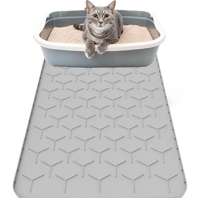 fuxunamz Tapis litière chat en silicone XXL 88 × 56 cm, tapis de litière extra pour chat, agréable pour mangeoires et litière facile à nettoyer fuxunamz Tapis litière chat en silicone XXL 88 × 56 cm, tapis de litière extra pour chat, agréable pour mangeoires et litière facile à nettoyer