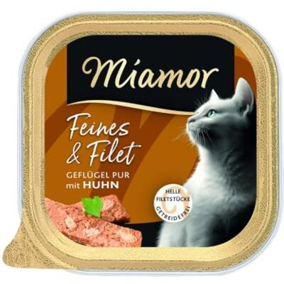 Miamor Feines & Filet Nourriture humide pour chats adultes avec morceaux de filet clairs. Nourriture complémentaire faible en graisse dans le bol sans additifs artificiels 16 x 100 g de volaille Miamor Feines & Filet Nourriture humide pour chats adultes avec morceaux de filet clairs. Nourriture complémentaire faible en graisse dans le bol sans additifs artificiels 16 x 100 g de volaille