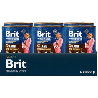 Brit Premium by Nature Nourriture humide pour chiens adultes Agneau avec sarrasin Nourriture complète 6 x 800 g Brit Premium by Nature Nourriture humide pour chiens adultes Agneau avec sarrasin Nourriture complète 6 x 800 g