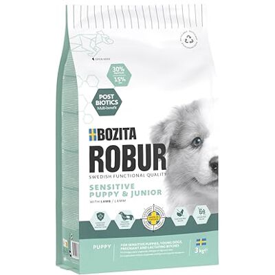 Bozita ROBUR Sensitive Grain Free Puppy Agneau 3 kg – Nourriture pour chiots sans céréales, avec agneau et postbiotiques Bozita ROBUR Sensitive Grain Free Puppy Agneau 3 kg – Nourriture pour chiots sans céréales, avec agneau et postbiotiques