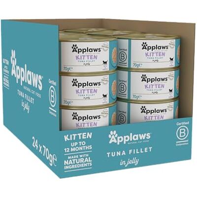 Applaws Nourriture Humide pour Chatons, Filet de Thon en Gelée, Boîte de 70 g (Pack de 24 x 70 g) Applaws Nourriture Humide pour Chatons, Filet de Thon en Gelée, Boîte de 70 g (Pack de 24 x 70 g)