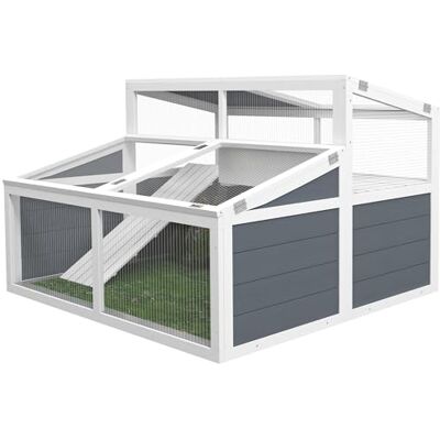 Pawhut Maison enclos Cage pour Petit Animal Tortue avec Toit en Polycarbonate, 2 espaces, Rampe, 3 Portes, 115 x 115 x 82 cm Gris Pawhut Maison enclos Cage pour Petit Animal Tortue avec Toit en Polycarbonate, 2 espaces, Rampe, 3 Portes, 115 x 115 x 82 cm Gris