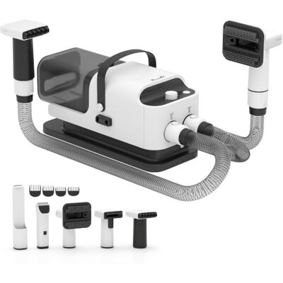 Pawhut Aspirateur Poil de Chien et Séchoir 5-en-1 12kPa 50dB 1,8L Blanc Kit Toilettage Chien Professionnel, Tondeuse Silencieuse, Pulseur, Température Réglable, pour Animaux Pawhut Aspirateur Poil de Chien et Séchoir 5-en-1 12kPa 50dB 1,8L Blanc Kit Toilettage Chien Professionnel, Tondeuse Silencieuse, Pulseur, Température Réglable, pour Animaux