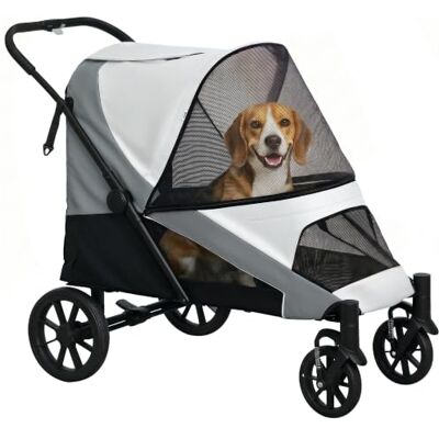 Pawhut Chariot pliable pour chiens et chats de taille moyenne 25 kg Gris Poussette pour chien et chat, Coussin, Fenêtres en maille, Portes, Sac de rangement, Chariot Pawhut Chariot pliable pour chiens et chats de taille moyenne 25 kg Gris Poussette pour chien et chat, Coussin, Fenêtres en maille, Portes, Sac de rangement, Chariot
