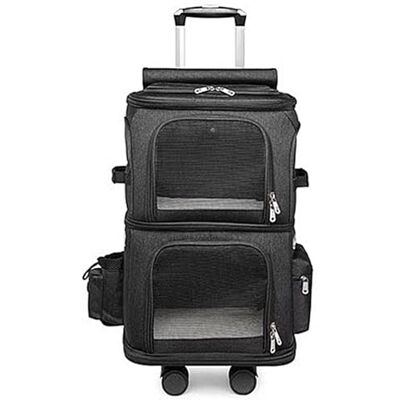 GAMAK Double sac de transport pour animaux de compagnie avec roues pour petits chats et chiens, design super ventilé, poussette pour animaux de compagnie, transporteurs pliants de voyage, idéal pour les GAMAK Double sac de transport pour animaux de compagnie avec roues pour petits chats et chiens, design super ventilé, poussette pour animaux de compagnie, transporteurs pliants de voyage, idéal pour les