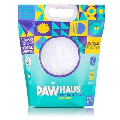Animal House PawHaus – 3,8 L Litière en cristaux de silicium pour chats – antistatique et sûre – Sans poussière – Ultra absorbante – Retient les odeurs 1,5 – 1,6 kg Animal House PawHaus – 3,8 L Litière en cristaux de silicium pour chats – antistatique et sûre – Sans poussière – Ultra absorbante – Retient les odeurs 1,5 – 1,6 kg