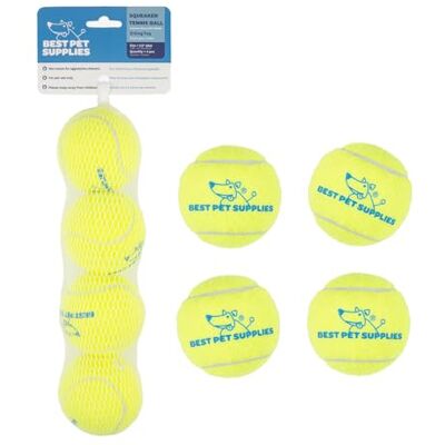 Best Pet Supplies Lot de 4 jouets de tennis couineurs pour chiens, jouets interactifs très résistants à lancer et à rapporter, soutient l'exercice et l'entraînement au comportement naturel, durable, Best Pet Supplies Lot de 4 jouets de tennis couineurs pour chiens, jouets interactifs très résistants à lancer et à rapporter, soutient l'exercice et l'entraînement au comportement naturel, durable,
