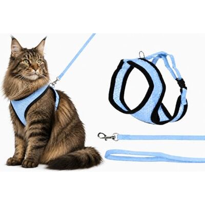 FLAMINGO Harnais pour chat avec laisse Bleu 37 cm 43-55 cm 120 cm 15 mm FLAMINGO Harnais pour chat avec laisse Bleu 37 cm 43-55 cm 120 cm 15 mm