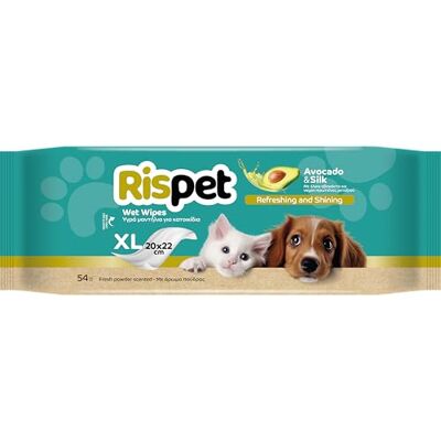 RisPet - Avocado & Silk - Extra large - 54 lingettes - Lingettes pour animaux RisPet - Avocado & Silk - Extra large - 54 lingettes - Lingettes pour animaux