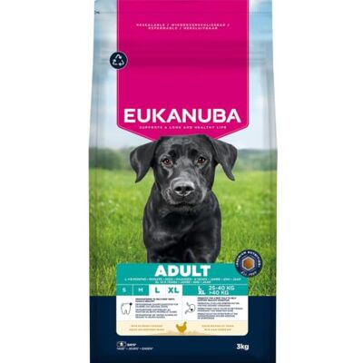 Eukanuba Nourriture sèche pour Chiens au Poulet Frais pour Grandes Races, Nourriture sèche Premium pour Chiens Adultes, 3 kg Eukanuba Nourriture sèche pour Chiens au Poulet Frais pour Grandes Races, Nourriture sèche Premium pour Chiens Adultes, 3 kg