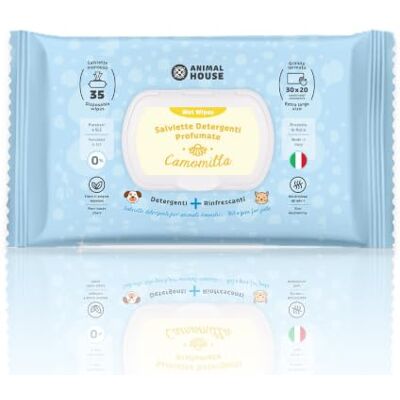 Animal House Lingettes à la Camomille 35 unités pour Chiens et Chats, Lingettes Nettoyantes Parfumées, Humides et Rafraîchissantes, Hypoallergéniques, Fibres d’Origine Végétale, Fabriquées en Italie Animal House Lingettes à la Camomille 35 unités pour Chiens et Chats, Lingettes Nettoyantes Parfumées, Humides et Rafraîchissantes, Hypoallergéniques, Fibres d’Origine Végétale, Fabriquées en Italie