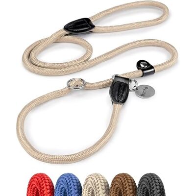 lionto Laisse retriever robuste et résistante aux intempéries pour chiens de toutes tailles, laisse et collier en un, 120 cm, douce pour le pelage avec stop intégré, vegan, beige lionto Laisse retriever robuste et résistante aux intempéries pour chiens de toutes tailles, laisse et collier en un, 120 cm, douce pour le pelage avec stop intégré, vegan, beige