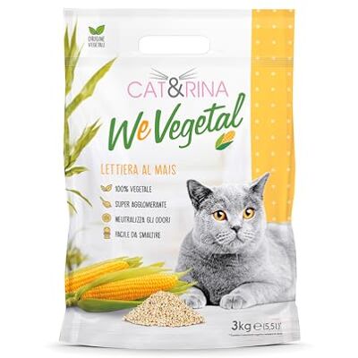 Cat&Rina WeVegetal Litière de Maïs - Bio, Forme en Grumeaux, 5.5L - Litière pour Chat Cat&Rina WeVegetal Litière de Maïs - Bio, Forme en Grumeaux, 5.5L - Litière pour Chat