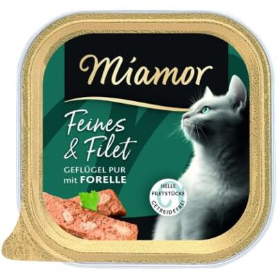 Miamor Feines & Filet Nourriture humide pour chats adultes avec morceaux de filet clairs. Nourriture complémentaire faible en graisse dans le bol sans additifs artificiels 16 x 100 g de volaille Miamor Feines & Filet Nourriture humide pour chats adultes avec morceaux de filet clairs. Nourriture complémentaire faible en graisse dans le bol sans additifs artificiels 16 x 100 g de volaille