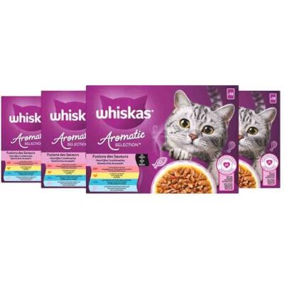 whiskas Aromatic Selection Sachets fraîcheur Fusions des Saveurs en Sauce pour Chat Adulte 4 variétés 4x12x85g whiskas Aromatic Selection Sachets fraîcheur Fusions des Saveurs en Sauce pour Chat Adulte 4 variétés 4x12x85g