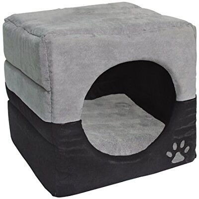 Dehner Luca Niche pour chat et chien 2 en 1, env. 40 x 40 x 40 cm, polyester, gris Dehner Luca Niche pour chat et chien 2 en 1, env. 40 x 40 x 40 cm, polyester, gris