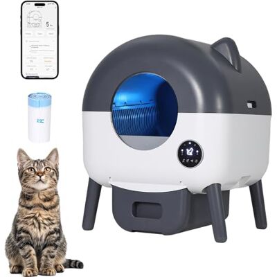 Garvee Litiere Chat Autonettoyante 66L, Bac à Litter Automatique Améliorét avec Application, Capteurs de Sécurité Anti-Pincement, 6 Lumières Ambiantes Réglables, Toilette Intelligente pour Chats Garvee Litiere Chat Autonettoyante 66L, Bac à Litter Automatique Améliorét avec Application, Capteurs de Sécurité Anti-Pincement, 6 Lumières Ambiantes Réglables, Toilette Intelligente pour Chats