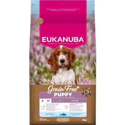 Eukanuba Nourriture pour chiots sans céréales avec poisson pour chiens de petite et moyenne taille Nourriture sèche de qualité supérieure sans céréales pour chiens juniors 3 kg Eukanuba Nourriture pour chiots sans céréales avec poisson pour chiens de petite et moyenne taille Nourriture sèche de qualité supérieure sans céréales pour chiens juniors 3 kg
