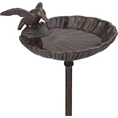 Relaxdays Abreuvoir pour oiseaux à emboîter, bol d'eau avec oiseau, résistant au gel, piquet de jardin, 100 cm de haut, en fonte, marron Relaxdays Abreuvoir pour oiseaux à emboîter, bol d'eau avec oiseau, résistant au gel, piquet de jardin, 100 cm de haut, en fonte, marron