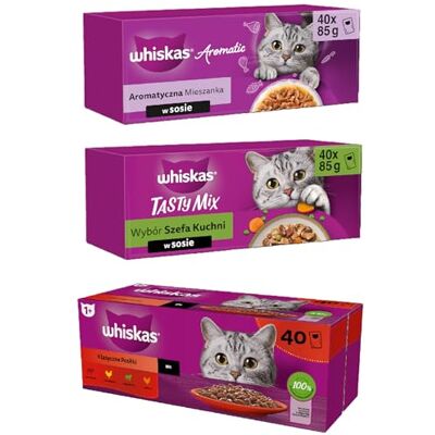 whiskas TASTY MIX Nourriture humide en sauce pour chats adultes 40 x 85 g Choix du Chef whiskas TASTY MIX Nourriture humide en sauce pour chats adultes 40 x 85 g Choix du Chef