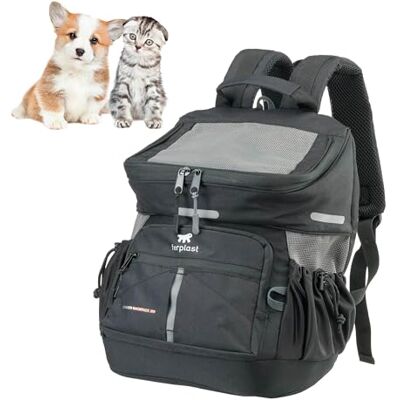 Ferplast Sac à dos pour chien VOYAGER BACKPACK, transporteur de chat, transport pour chiens, large ouverture, sangles réglables, sangle de sécurité, avec coussin, max 10 kg, 29 x 21 x 36 H, noir Ferplast Sac à dos pour chien VOYAGER BACKPACK, transporteur de chat, transport pour chiens, large ouverture, sangles réglables, sangle de sécurité, avec coussin, max 10 kg, 29 x 21 x 36 H, noir