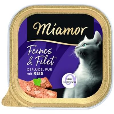 Miamor Feines & Filet Nourriture humide pour chats adultes avec morceaux de filet clairs. Nourriture complémentaire faible en graisse dans le bol sans additifs artificiels 16 x 100 g de volaille Miamor Feines & Filet Nourriture humide pour chats adultes avec morceaux de filet clairs. Nourriture complémentaire faible en graisse dans le bol sans additifs artificiels 16 x 100 g de volaille