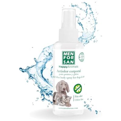 MENFORSAN Anti-odeurs corporelles pour chiens et chats Élimine les mauvaises odeurs Produit végétalien Sans odeur pH adapté 60 ml MENFORSAN Anti-odeurs corporelles pour chiens et chats Élimine les mauvaises odeurs Produit végétalien Sans odeur pH adapté 60 ml