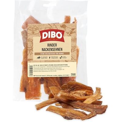 DIBO Tenons de cou de boeuf, sac de 250 g, snack à mâcher naturel ou friandises pour intermédiaire, nourriture pour chien, article à mâcher de qualité sans produits chimiques DIBO Tenons de cou de boeuf, sac de 250 g, snack à mâcher naturel ou friandises pour intermédiaire, nourriture pour chien, article à mâcher de qualité sans produits chimiques